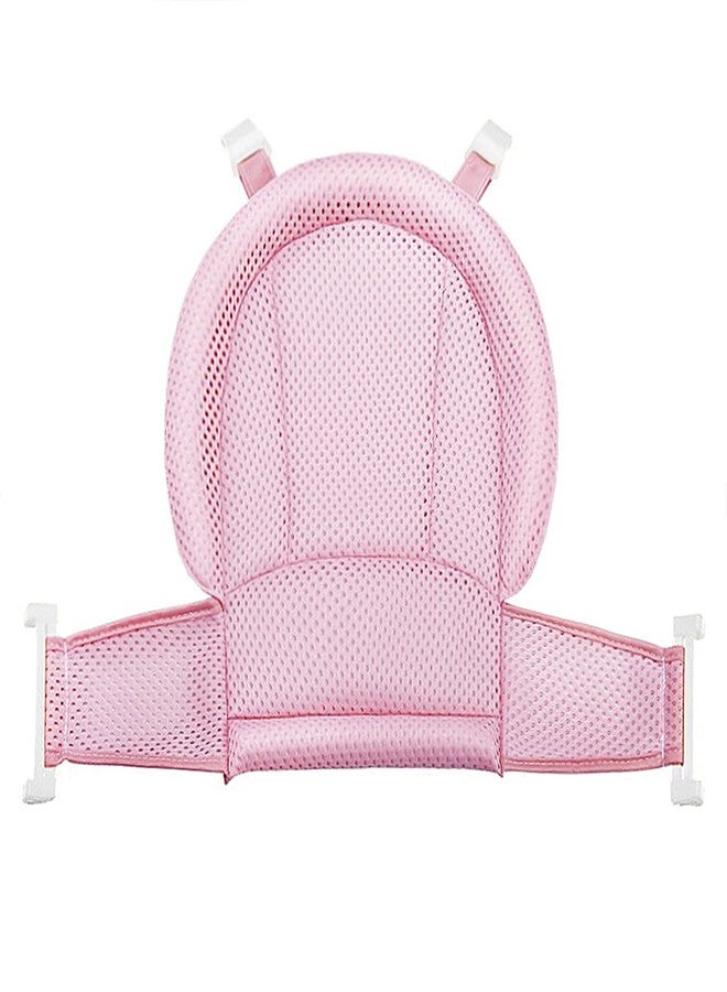RUIXIA Universal Adjustable Baby Bath Tube Support Mesh Net Soft Breathable Infants Shower Pad Bathing Mat 4-Points Anti-Slip Bathtub Seat with Sponge Cushion Age 0-36 Months, TPink, One Size - Image 1